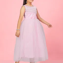 BAESD Embellished Net Fit & Flare Maxi Dress With Corsage image 3