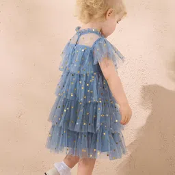 Angel & Rocket Floral Print Flutter Sleeve A-Line Dress image 4