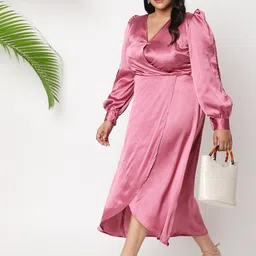 Curves by MISH Pink Plus Size Midi Dress image 5