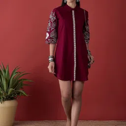 Anouk Embroidered Straight Mini Dress-picture-31