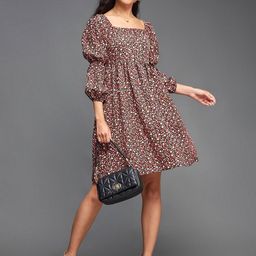 Miss Chase Floral Printed Puff Sleeves Gathered A-Line Dress-image-64