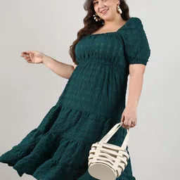 Instafab Plus Puff Sleeve A-Line Dress-picture-53