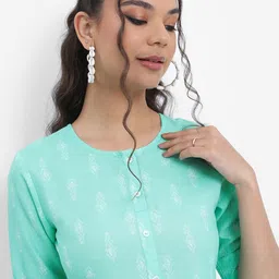 KETCH Sea Green Print Fit & Flare Midi Dress-image-7