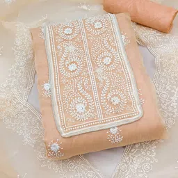 KALINI Embroidered Organza Unstitched Dress Material With Dupatta-image-45