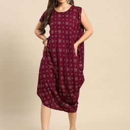 MABISH by Sonal Jain Geometric Printed Gotta Patti Asymmetric Cowl Sheath Midi Dress-picture-8