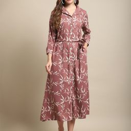 Cantabil Floral Print A-Line Midi Dress-picture-17