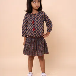 Sangria Girls Ethnic Motifs Printed Pure Cotton Fit & Flare Dress-image-42