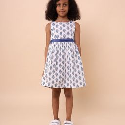 Sangria Girls Ethnic Motifs Print Pure Cotton Fit & Flare Dress-image-90