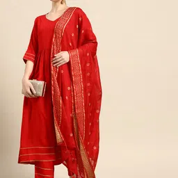 Libas Pleated Gotta Patti Kurta with Trouser & Dupatta-image-19