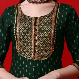 KALINI Floral Printed Regular Kurta With Trousers & Dupatta image 2
