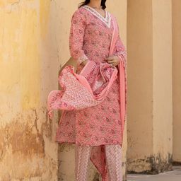 Varanga Ethnic Motifs Printed Regular Mirror Work Kurta with Trousers & With Dupatta image 3