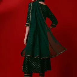 KALINI Floral Printed Regular Kurta With Trousers & Dupatta image 4