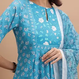 Vishudh Floral Printed A-Line Kurta with Palazzos & With Dupatta image 2