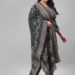 Sztori Plus Size Ethnic Motifs Printed Kurta With Trousers & Dupatta image 5