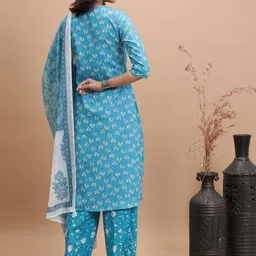 Vishudh Floral Printed A-Line Kurta with Palazzos & With Dupatta image 5