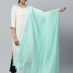 AURELIA Green Cotton Blend Dupatta-image-73