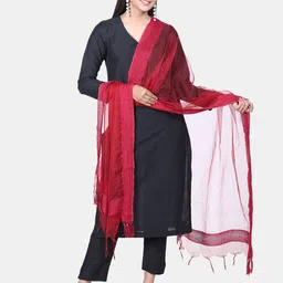 HELLA FASHIONS Tassels Border Silk Dupatta-picture-23