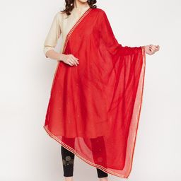 Clora Creation Red Checked Dupatta with Gotta Patti-2