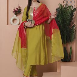 Rajnandini Embroidered Regular Gotta Patti Kurta with Trousers & With Dupatta-image-50