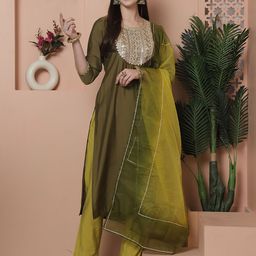 Rajnandini Embroidered Regular Sequinned Kurta with Trousers & Dupatta-image-99