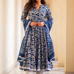 NEW STYLISH Floral Printed Regular Kurta with Trousers & Dupatta-21