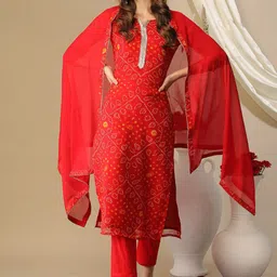 KALINI  Bandhani Printed Gotta Patti Regular Kurta ,Trousers &  Dupatta-17