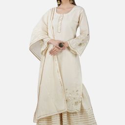 BCZ Style Women Floral Printed Gotta Patti Pure Cotton Kurta With Sharara & Dupatta-picture-27