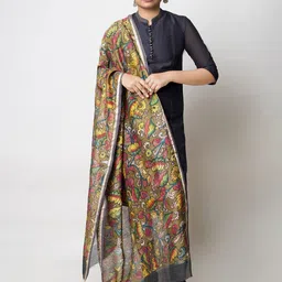 Unnati Silks Floral Printed Zari Kalamkari Dupatta-picture-22