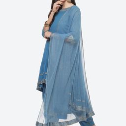 Biba Women Blue Kurta With Dhoti Pants & Net Dupatta-picture-56