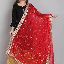 SOUNDARYA Printed Block Print Dupatta with Gotta Patti-3