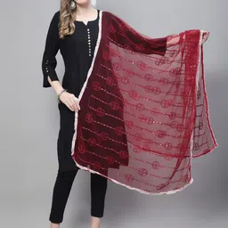 LOOM LEGACY Geometric Embroidered Dupatta-image-42
