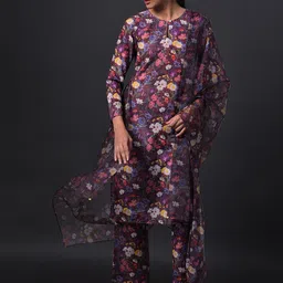W Women Floral Print Kurta with Straight Pants and Organza Dupatta-image-35