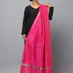 HELLA FASHIONS Striped Banarasi Silk Dupatta-picture-47