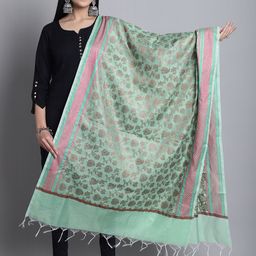 LOOM LEGACY Floral Woven Design Cotton Silk Dupatta-picture-38
