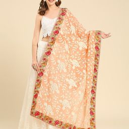 Dupatta Bazaar Floral Embroidered Georgette Dupatta-34