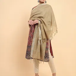Soch Grey & Silver-Toned Solid Tasselled Dupatta-20