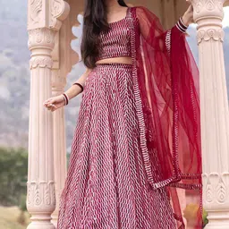 FABPIXEL Embellished Sequinned Semi-Stitched Net Lehenga & Unstitched Blouse With Dupatta-picture-23