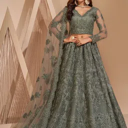 ALIZEH Embellished Beads and Stones Semi-Stitched Lehenga & Unstitched Blouse With Dupatta-picture-12