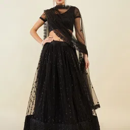 FABPIXEL Embellished Sequinned Semi-Stitched Lehenga & Unstitched Blouse With Dupatta-picture-11
