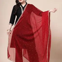 Clora Creation Geometric Embroidered Gotta Patti Dupatta-image-71