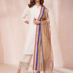 Fabindia Woven Designed Cotton Silk Dupatta-19