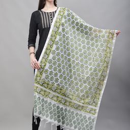 LOOM LEGACY Floral Printed Block Print Dupatta-56