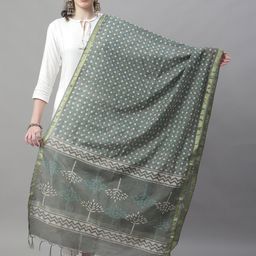 LOOM LEGACY Ethnic Motifs Zari Bagru Printed Chanderi Dupatta-picture-19