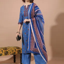 KETCH Ethnic Motifs Printed Regular Kurta With Palazzos & Dupatta-image-32