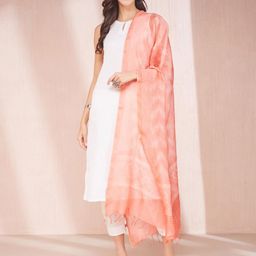 Fabindia Ethnic Motifs Printed Cotton Silk Tie and Dye Dupatta-image-17