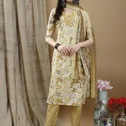 KALINI Women Floral Printed Regular Kurta with Trousers & With Dupatta-picture-29