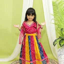BownBee Girls Bandhani Ready to Wear Lehenga & Blouse With Dupatta-picture-46