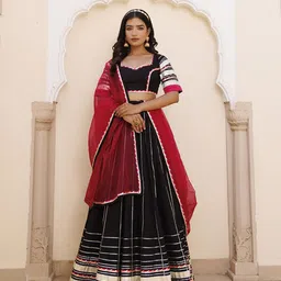 Ragavi Embroidered Square Neck Cotton Ready to Wear Lehenga & Blouse With Dupatta-image-78