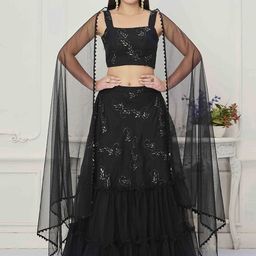 Ethnovog Embroidered Ready to Wear Lehenga & Blouse With Dupatta-image-12