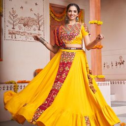 SHUBHKALA Embroidered Ready To Wear Lehenga & Blouse With Dupatta-picture-34